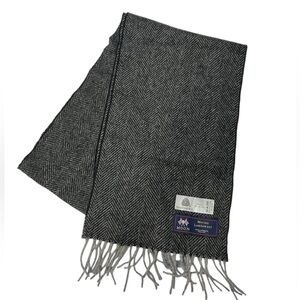 Vintage Abraham Moon 100% Pure Merino LambsWool Herringbone Scarf With Fringe